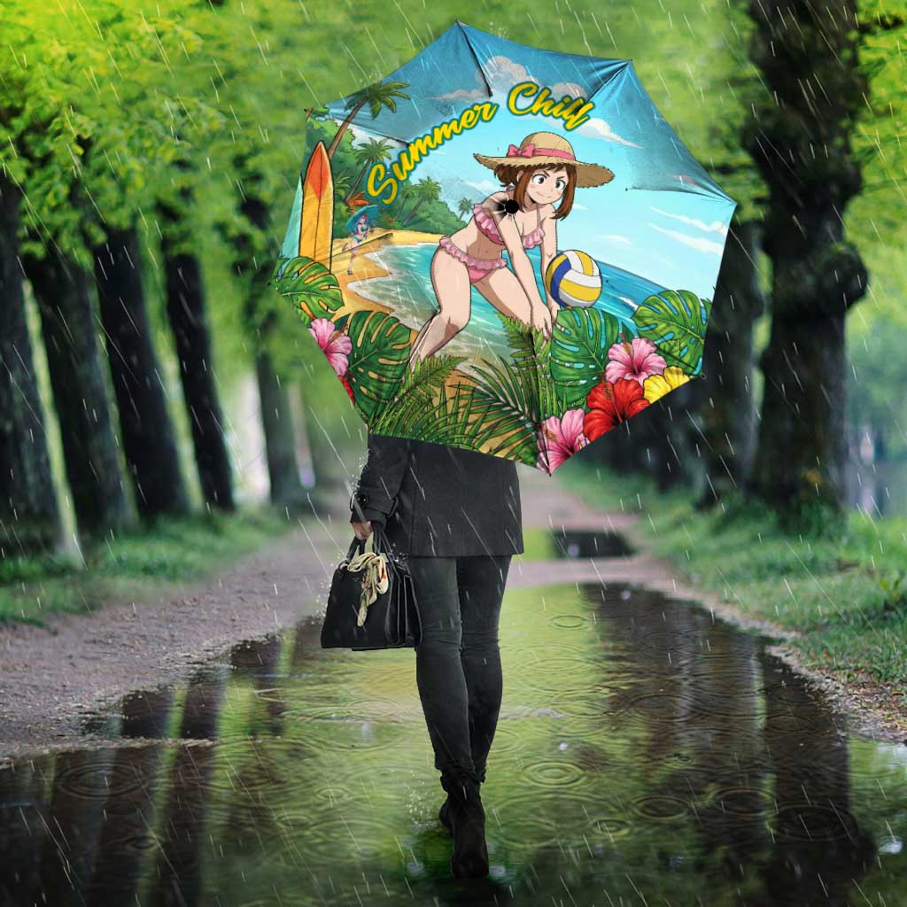 Ochako Uraraka Summer Chill Umbrella Tropical Anime Beach Play