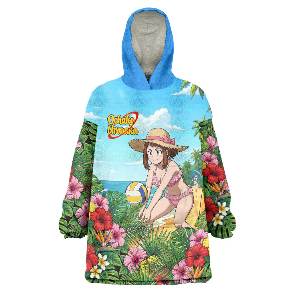 Ochako Uraraka Summer Chill Wearable Blanket Hoodie Tropical Anime Beach Play