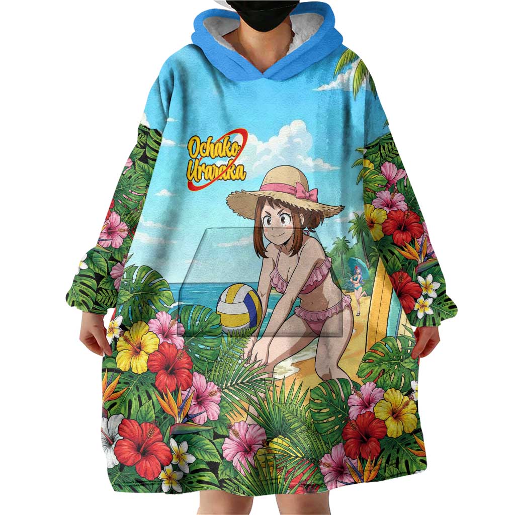 Ochako Uraraka Summer Chill Wearable Blanket Hoodie Tropical Anime Beach Play
