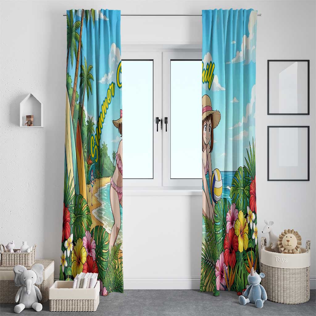 Ochako Uraraka Summer Chill Window Curtain Tropical Anime Beach Play