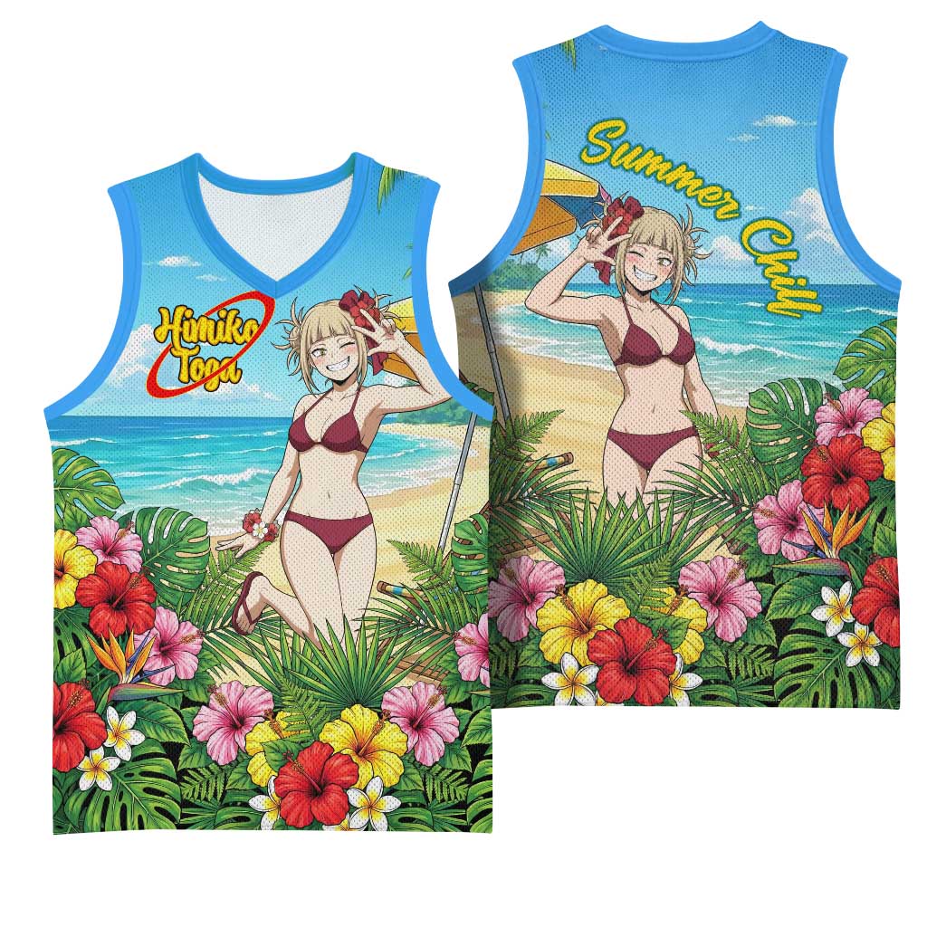 Himiko Toga Summer Chill Basketball Jersey Tropical Anime Paradise Art
