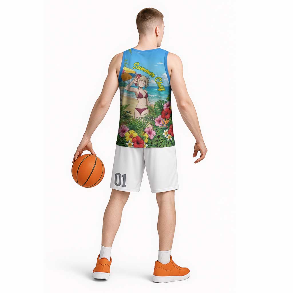 Himiko Toga Summer Chill Basketball Jersey Tropical Anime Paradise Art