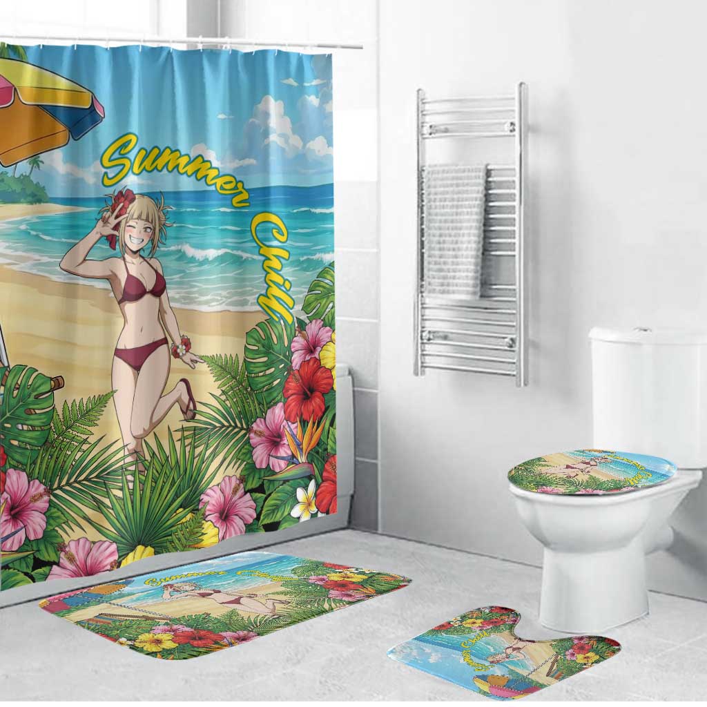 Himiko Toga Summer Chill Bathroom Set Tropical Anime Paradise Art