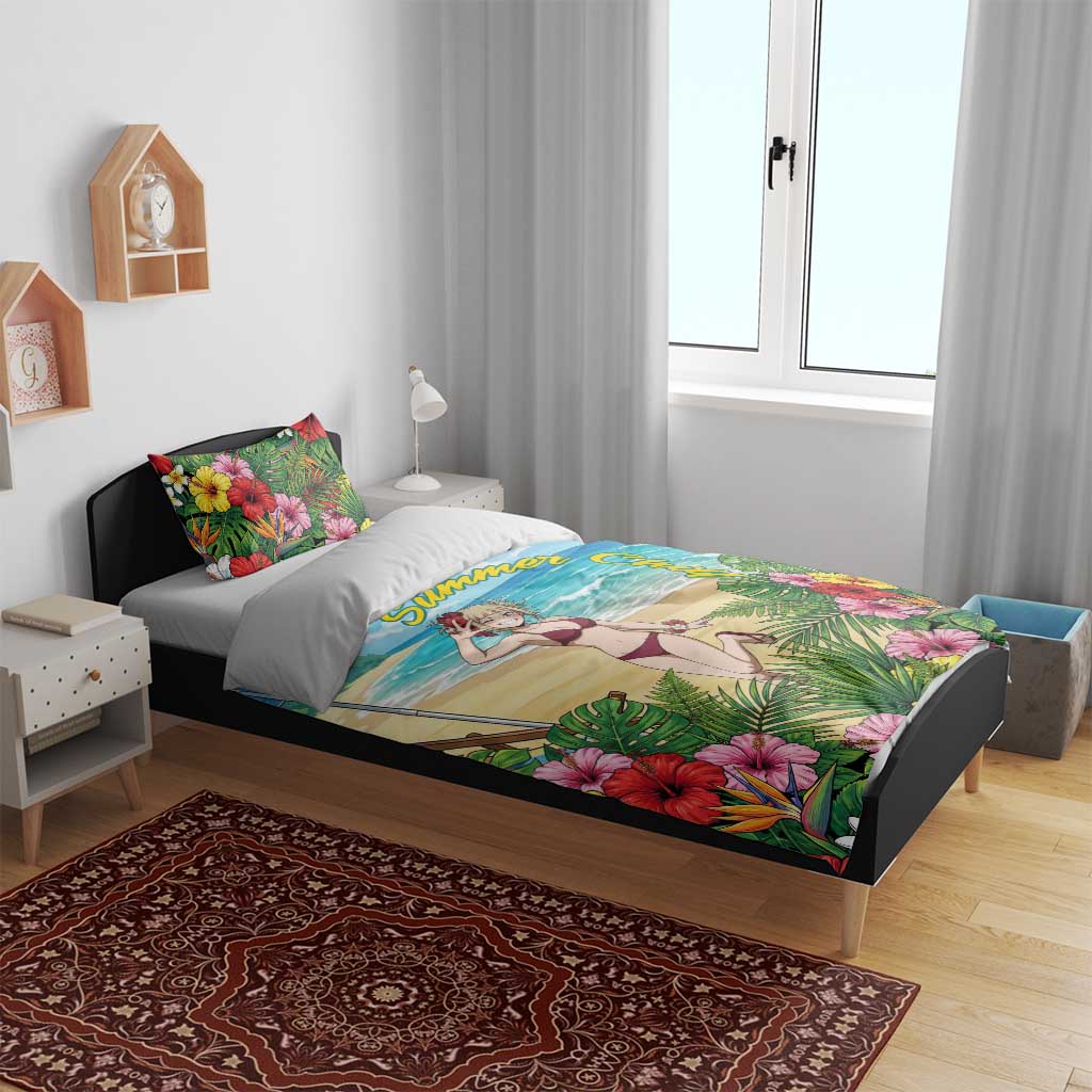 Himiko Toga Summer Chill Bedding Set Tropical Anime Paradise Art