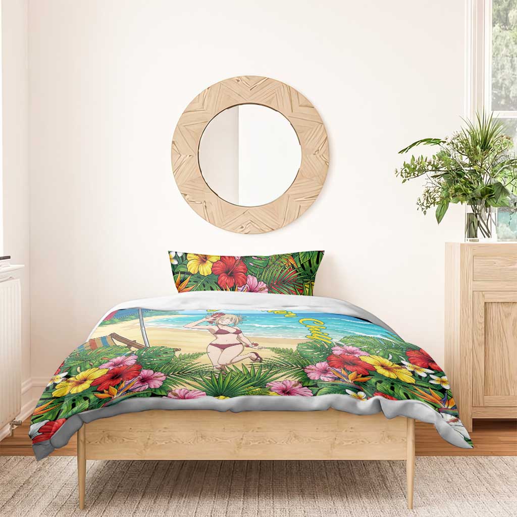 Himiko Toga Summer Chill Bedding Set Tropical Anime Paradise Art