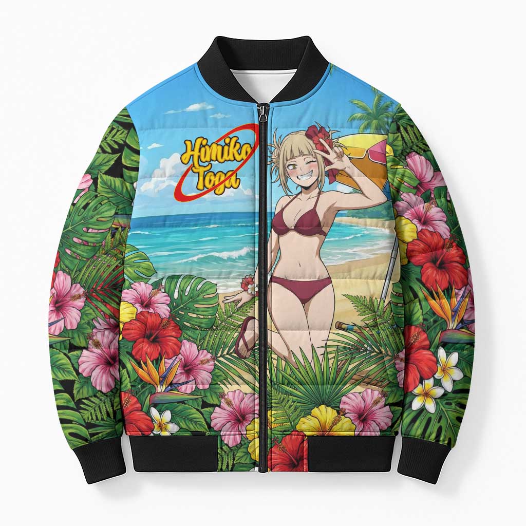 Himiko Toga Summer Chill Bomber Puffer Jacket Tropical Anime Paradise Art