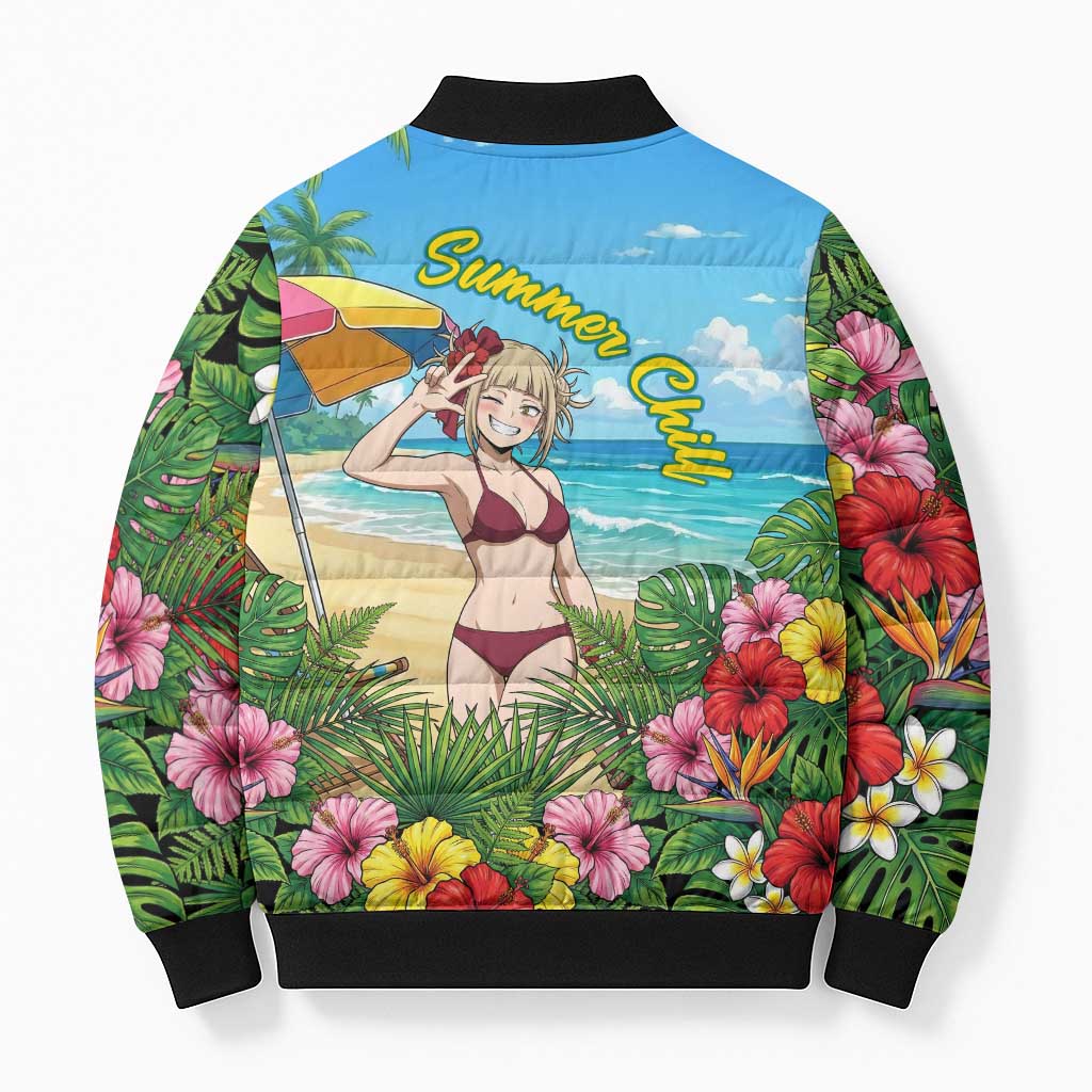 Himiko Toga Summer Chill Bomber Puffer Jacket Tropical Anime Paradise Art