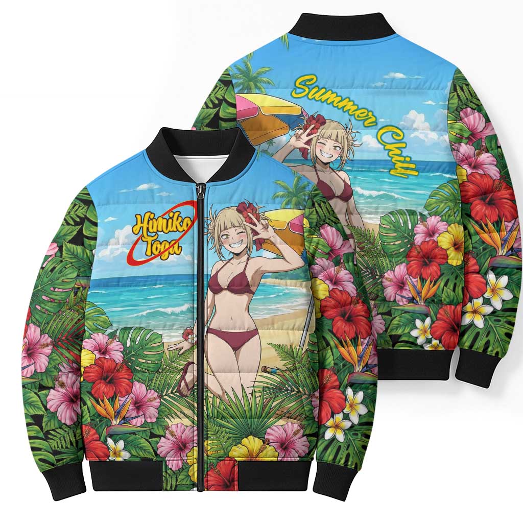 Himiko Toga Summer Chill Bomber Puffer Jacket Tropical Anime Paradise Art