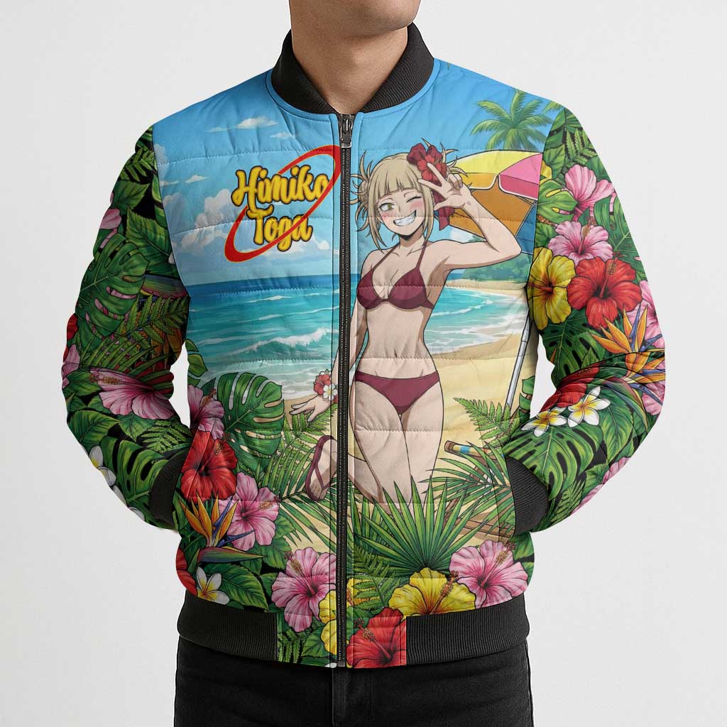 Himiko Toga Summer Chill Bomber Puffer Jacket Tropical Anime Paradise Art