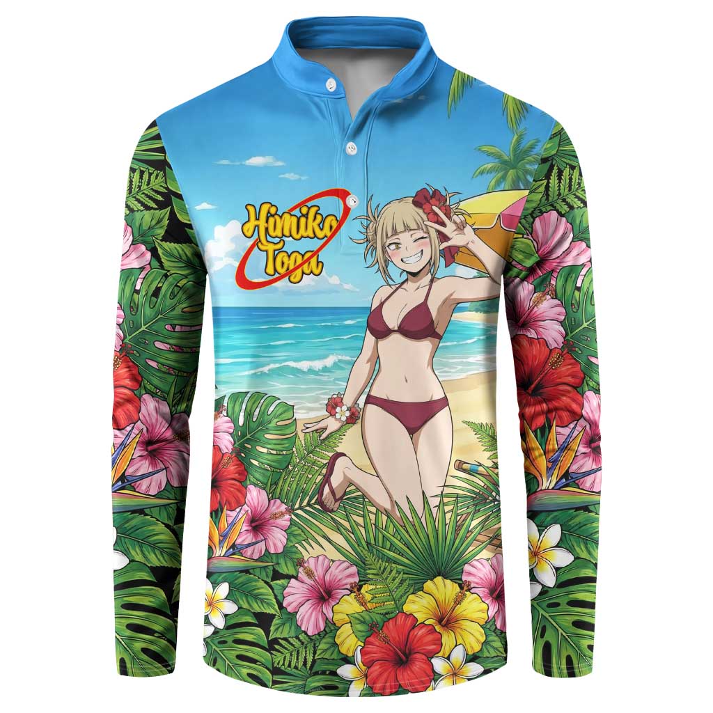 Himiko Toga Summer Chill Button Sweatshirt Tropical Anime Paradise Art