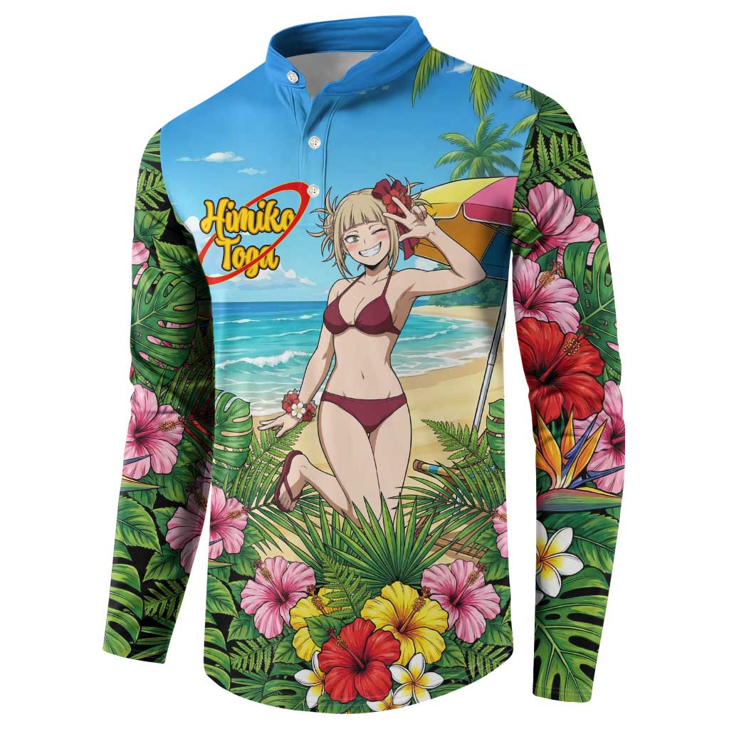 Himiko Toga Summer Chill Button Sweatshirt Tropical Anime Paradise Art