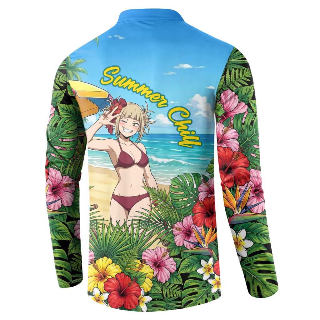 Himiko Toga Summer Chill Button Sweatshirt Tropical Anime Paradise Art
