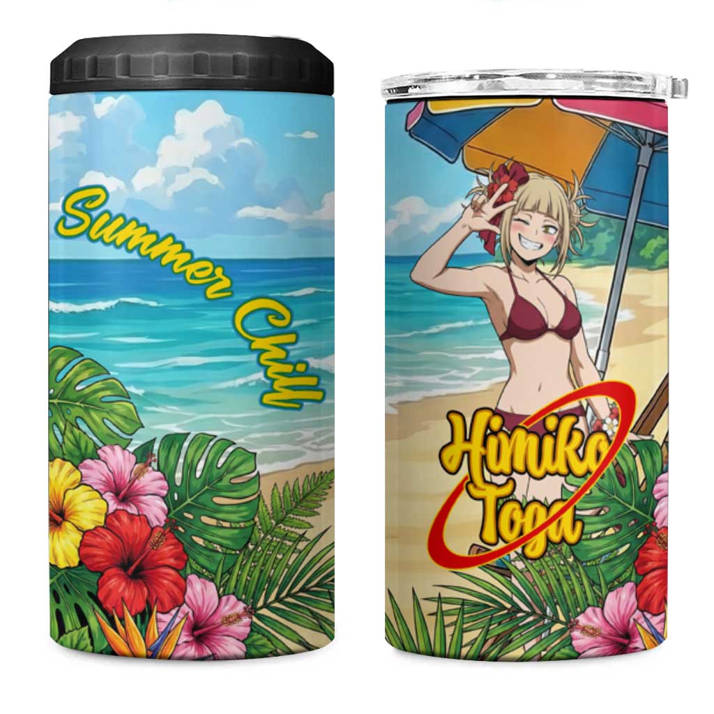 Himiko Toga Summer Chill 4 in 1 Can Cooler Tumbler Tropical Anime Paradise Art