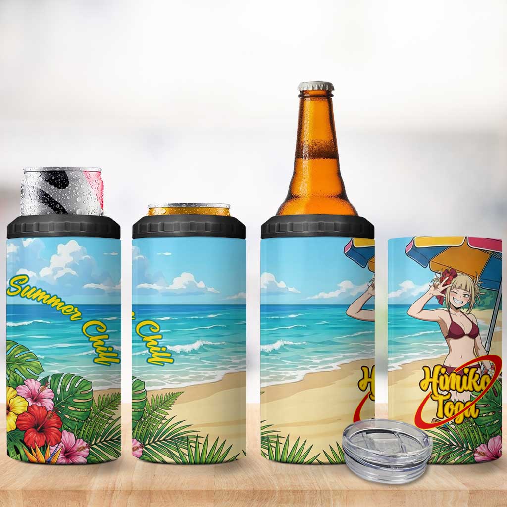 Himiko Toga Summer Chill 4 in 1 Can Cooler Tumbler Tropical Anime Paradise Art