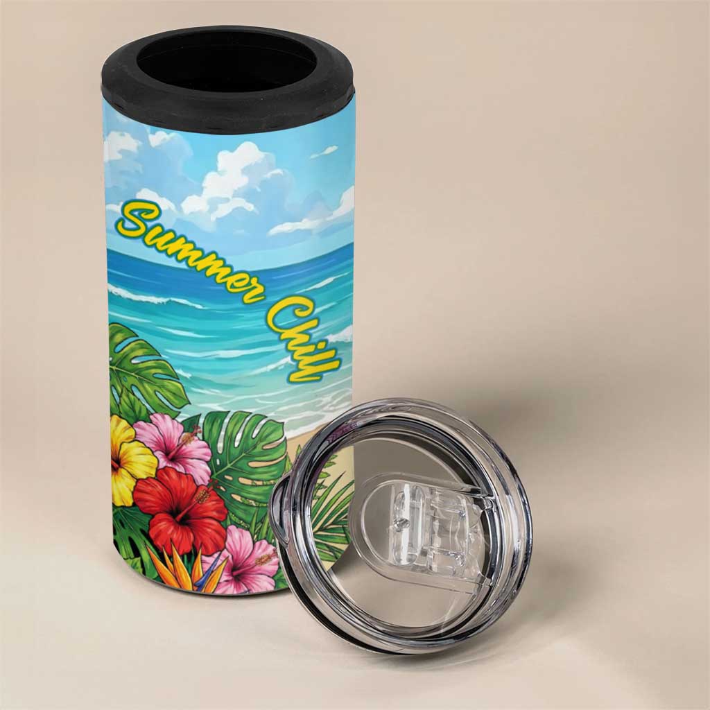 Himiko Toga Summer Chill 4 in 1 Can Cooler Tumbler Tropical Anime Paradise Art