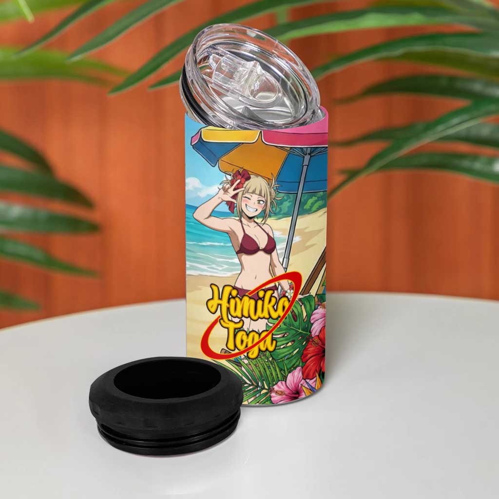 Himiko Toga Summer Chill 4 in 1 Can Cooler Tumbler Tropical Anime Paradise Art