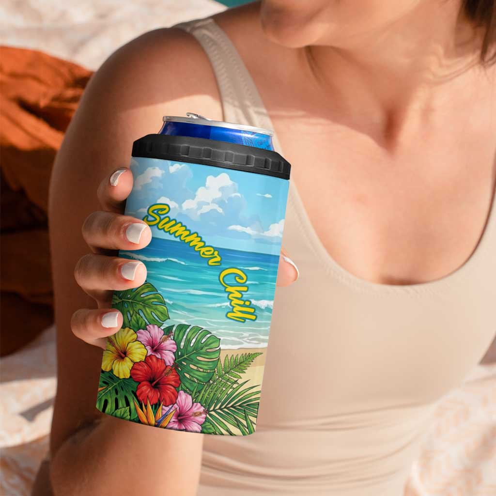 Himiko Toga Summer Chill 4 in 1 Can Cooler Tumbler Tropical Anime Paradise Art