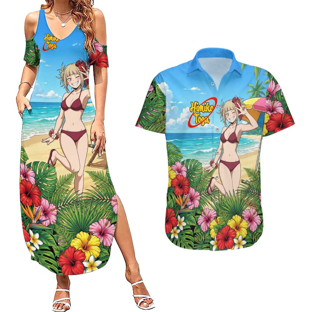 Himiko Toga Summer Chill Couples Matching Summer Maxi Dress and Hawaiian Shirt Tropical Anime Paradise Art