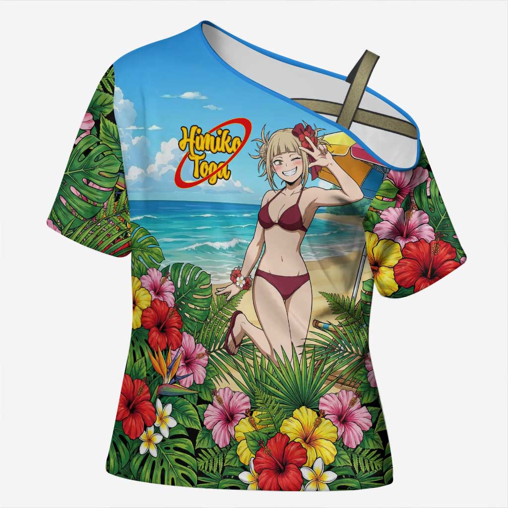 Himiko Toga Summer Chill Cross Shoulder Shirt Tropical Anime Paradise Art