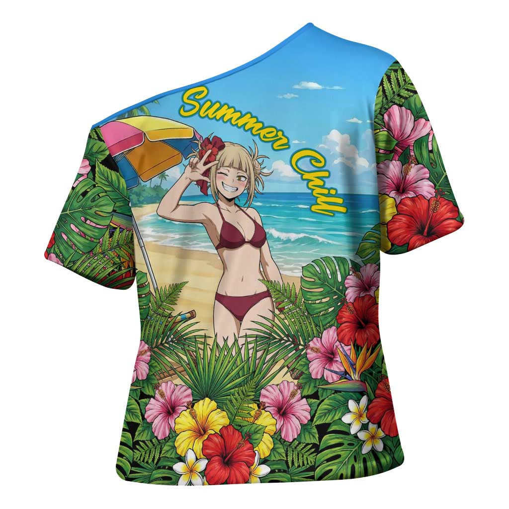 Himiko Toga Summer Chill Cross Shoulder Shirt Tropical Anime Paradise Art