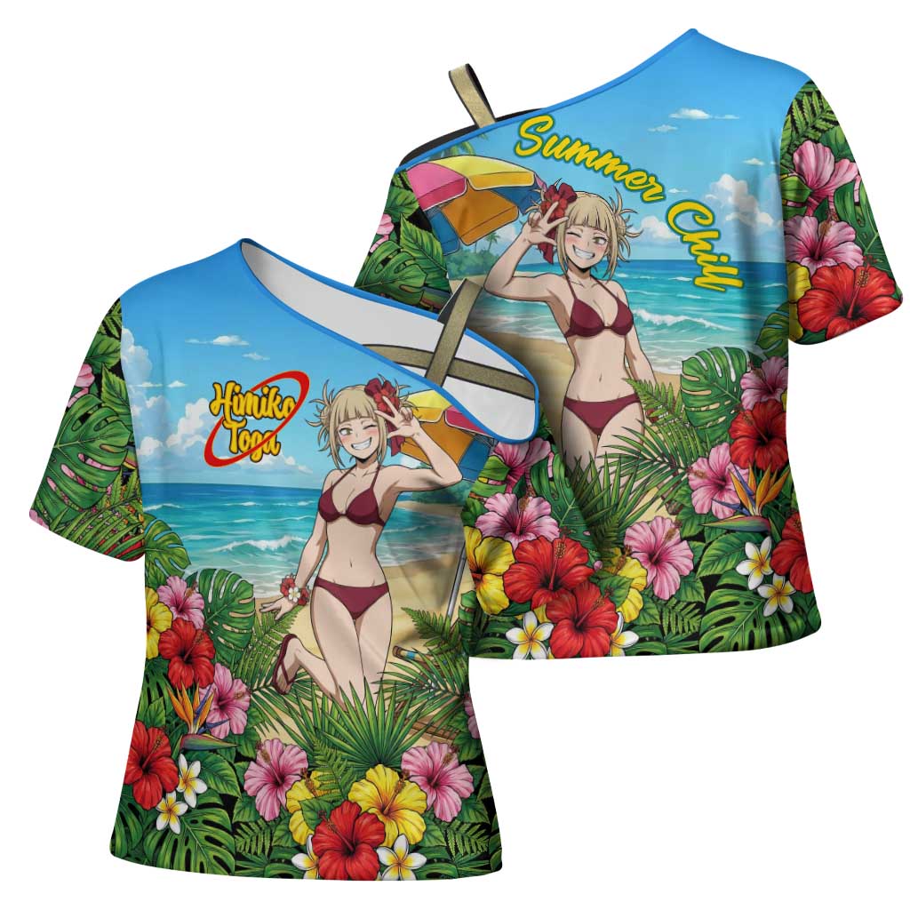 Himiko Toga Summer Chill Cross Shoulder Shirt Tropical Anime Paradise Art