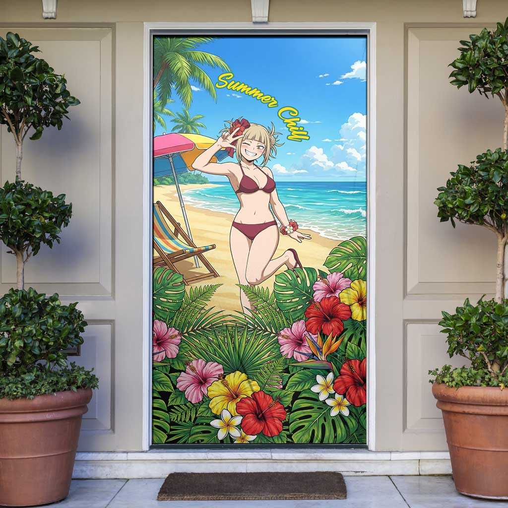Himiko Toga Summer Chill Door Cover Tropical Anime Paradise Art