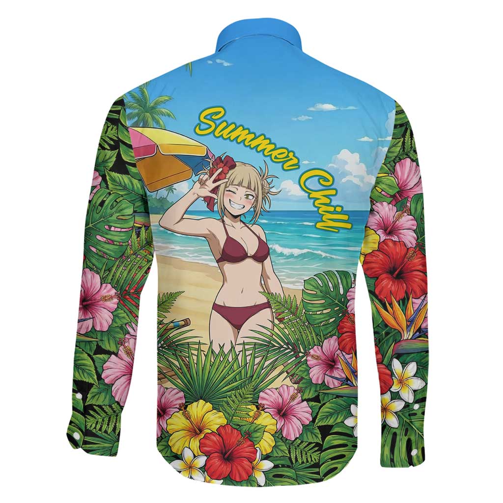 Himiko Toga Summer Chill Family Matching Long Sleeve Bodycon Dress and Hawaiian Shirt Tropical Anime Paradise Art
