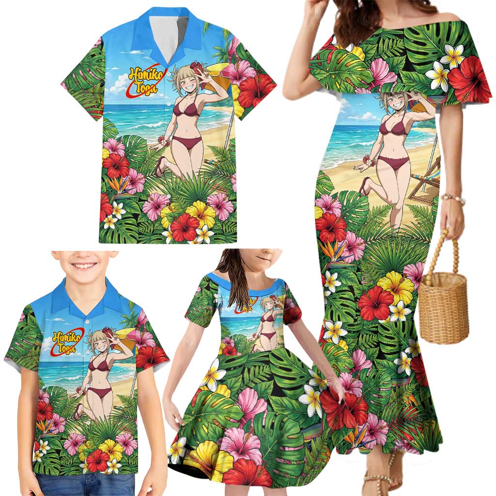 Himiko Toga Summer Chill Family Matching Mermaid Dress and Hawaiian Shirt Tropical Anime Paradise Art