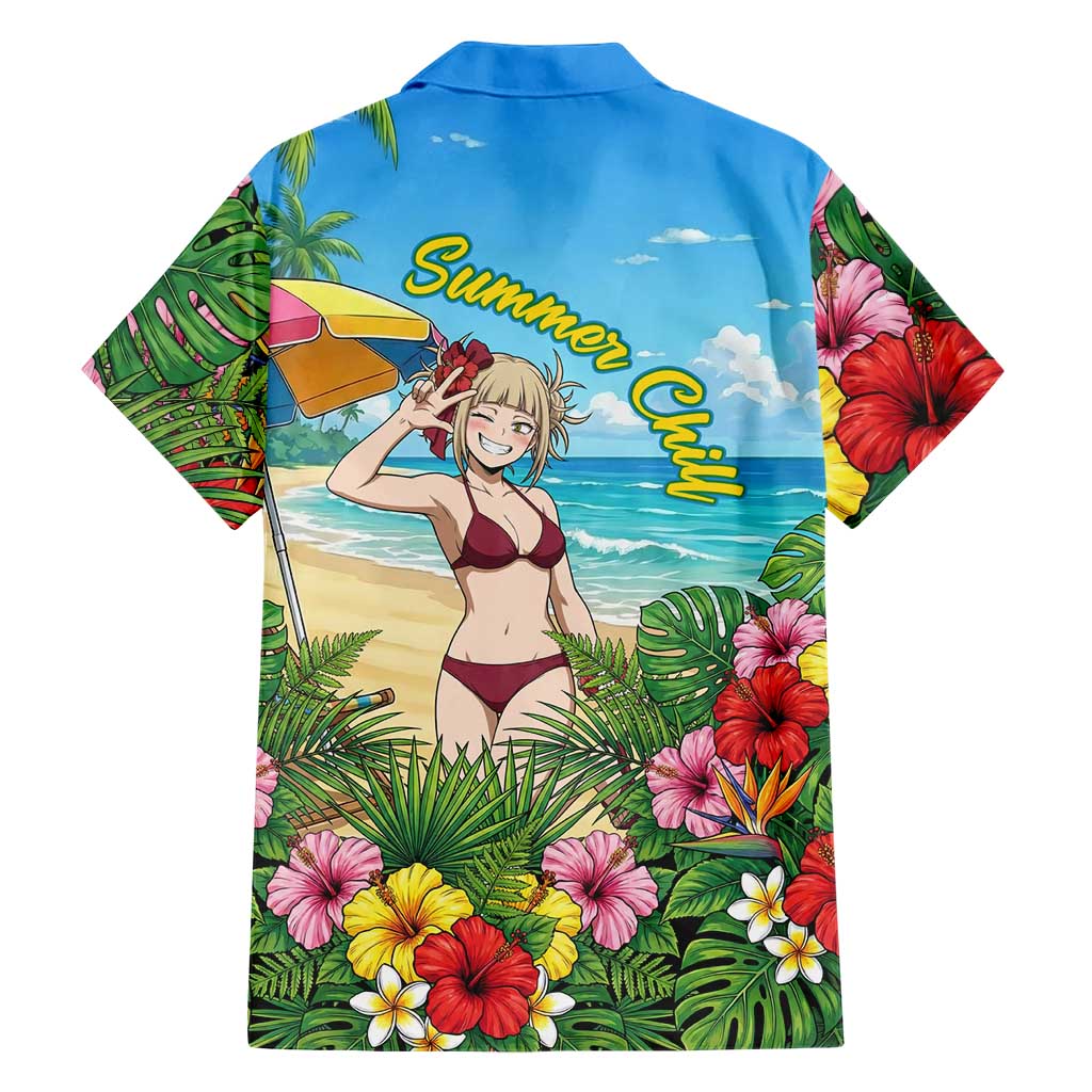 Himiko Toga Summer Chill Family Matching Off Shoulder Short Dress and Hawaiian Shirt Tropical Anime Paradise Art