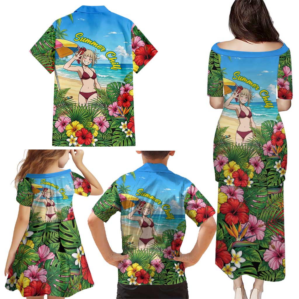 Himiko Toga Summer Chill Family Matching Puletasi and Hawaiian Shirt Tropical Anime Paradise Art