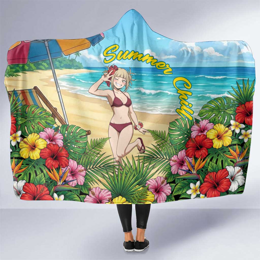Himiko Toga Summer Chill Hooded Blanket Tropical Anime Paradise Art