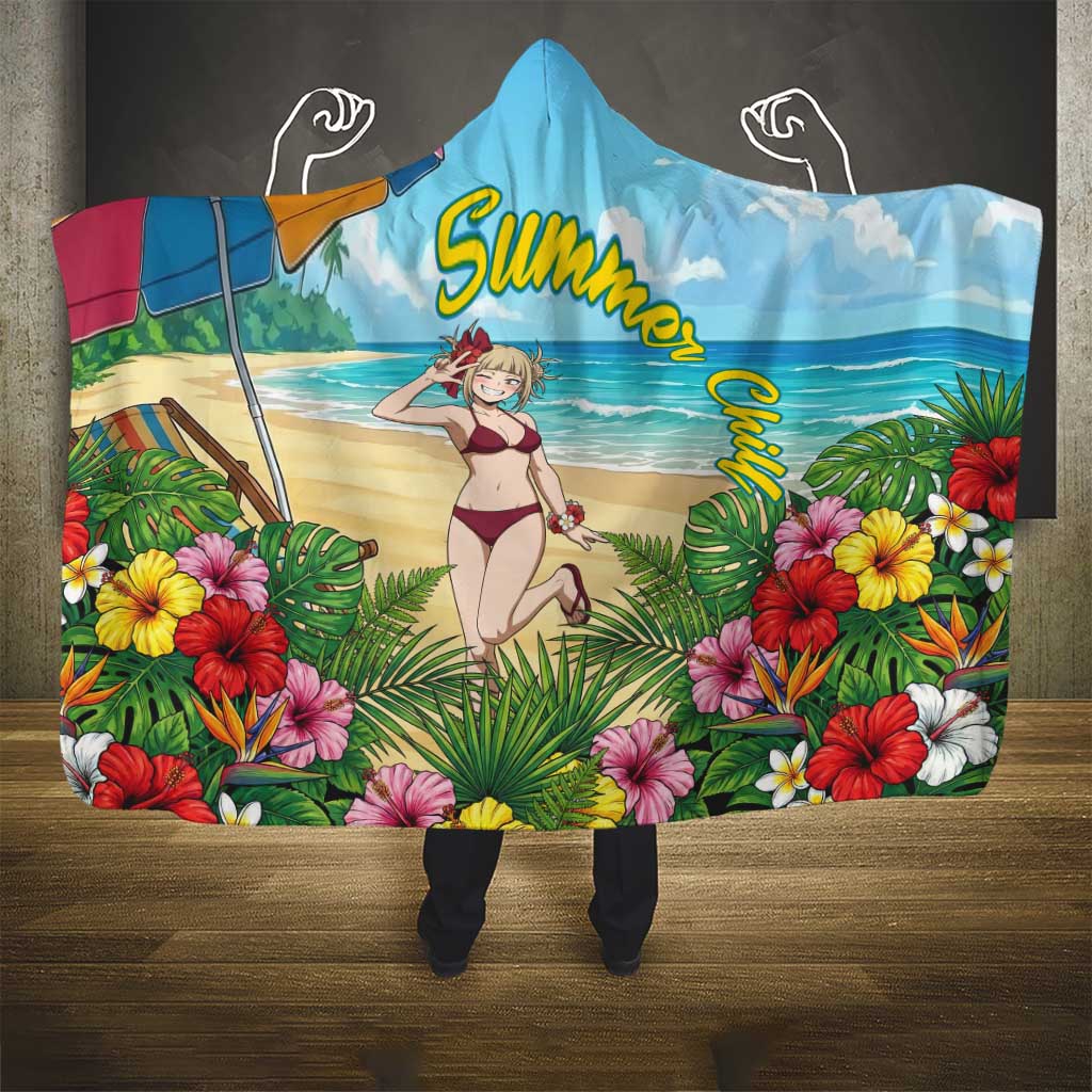 Himiko Toga Summer Chill Hooded Blanket Tropical Anime Paradise Art