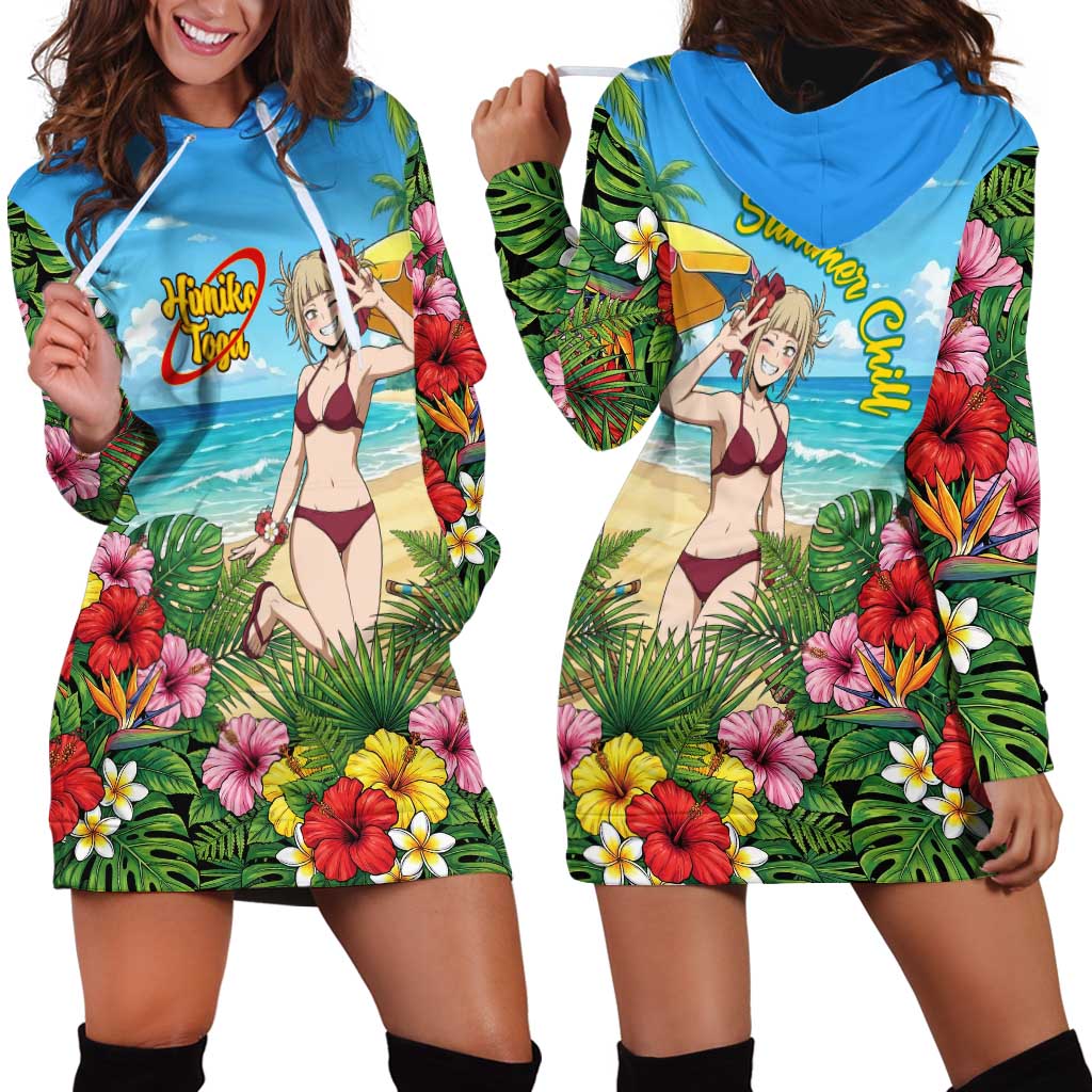 Himiko Toga Summer Chill Hoodie Dress Tropical Anime Paradise Art