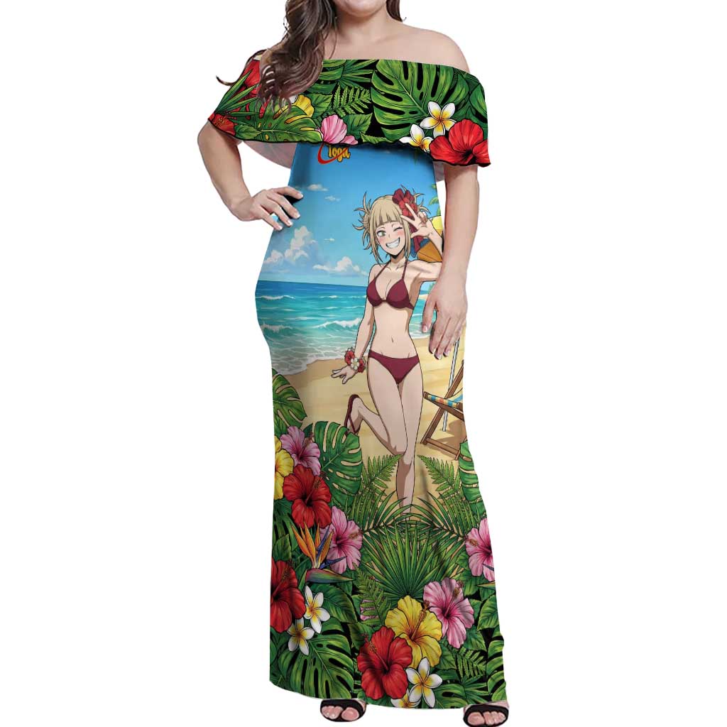 Himiko Toga Summer Chill Off Shoulder Maxi Dress Tropical Anime Paradise Art