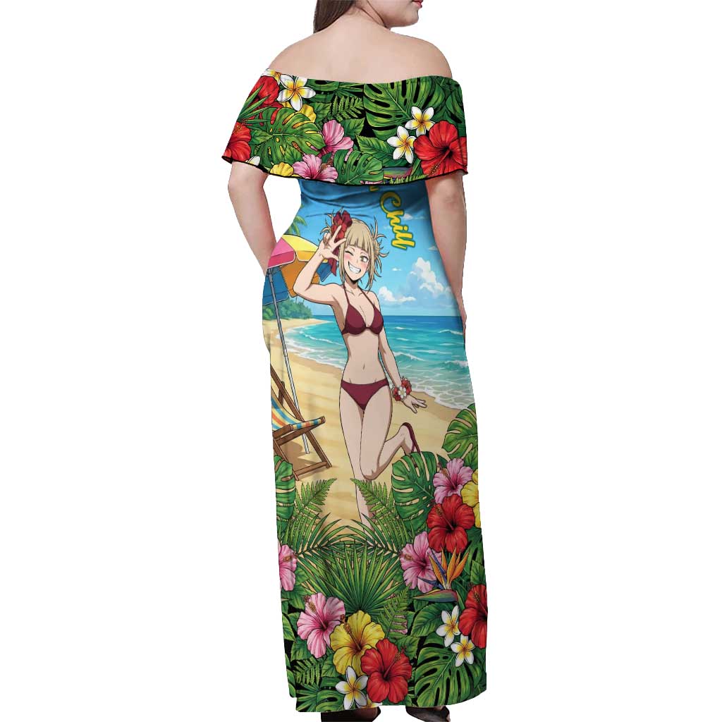 Himiko Toga Summer Chill Off Shoulder Maxi Dress Tropical Anime Paradise Art