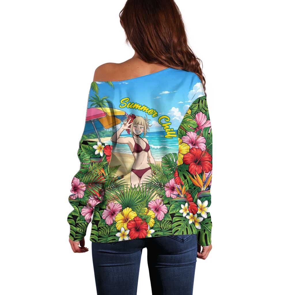 Himiko Toga Summer Chill Off Shoulder Sweater Tropical Anime Paradise Art