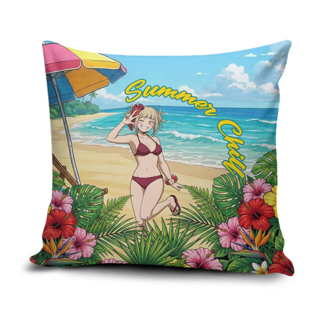 Himiko Toga Summer Chill Pillow Cover Tropical Anime Paradise Art