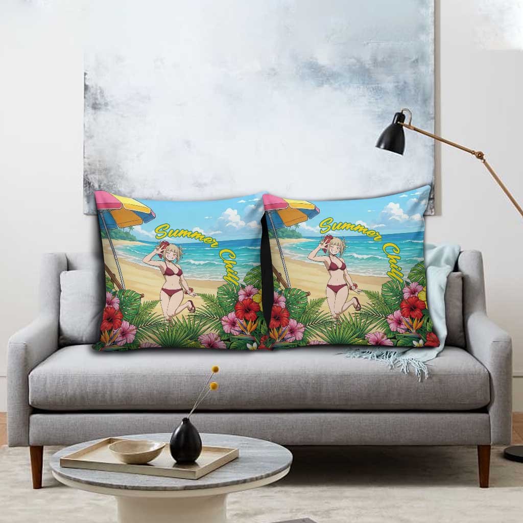 Himiko Toga Summer Chill Pillow Cover Tropical Anime Paradise Art
