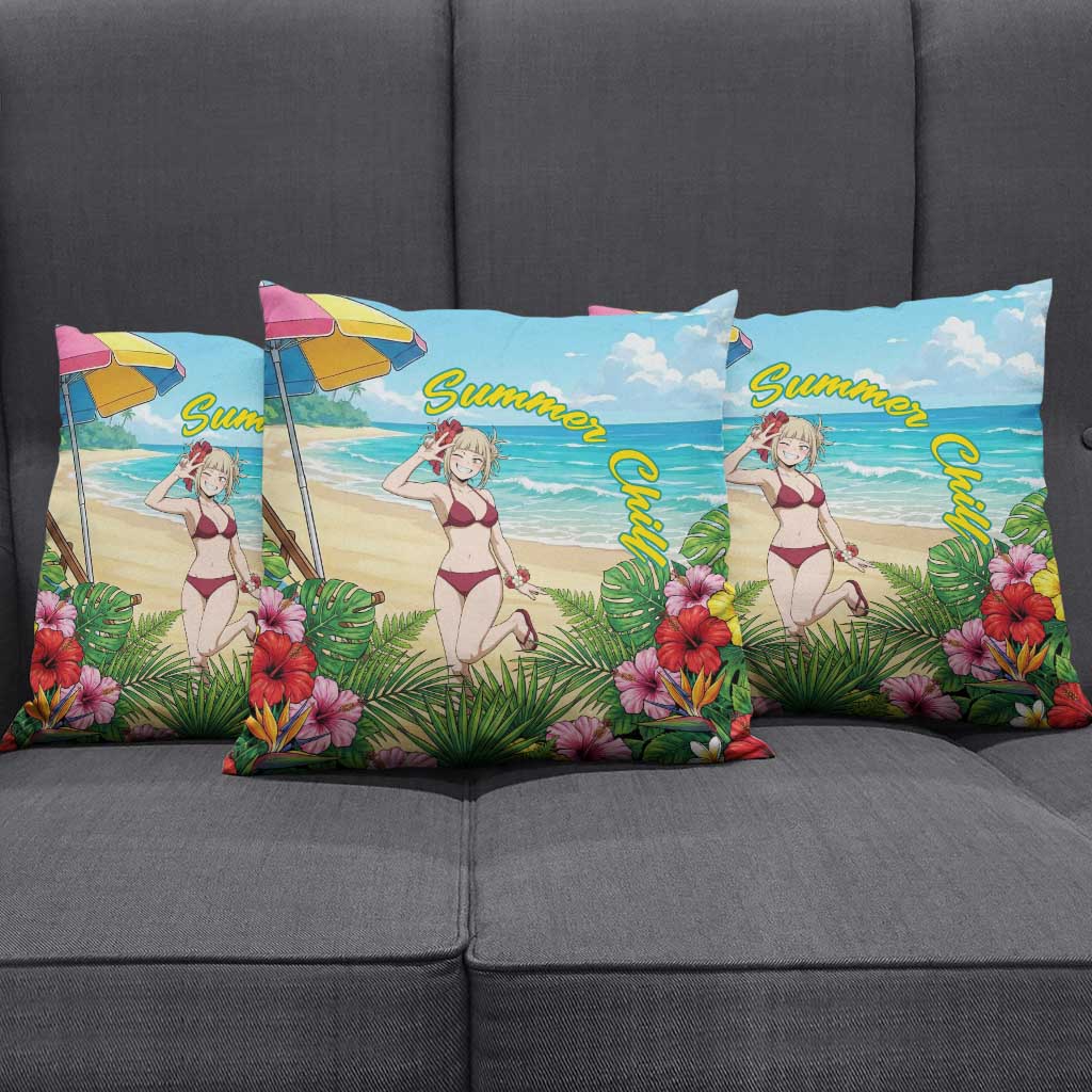 Himiko Toga Summer Chill Pillow Cover Tropical Anime Paradise Art
