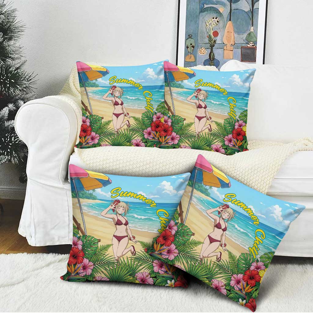 Himiko Toga Summer Chill Pillow Cover Tropical Anime Paradise Art