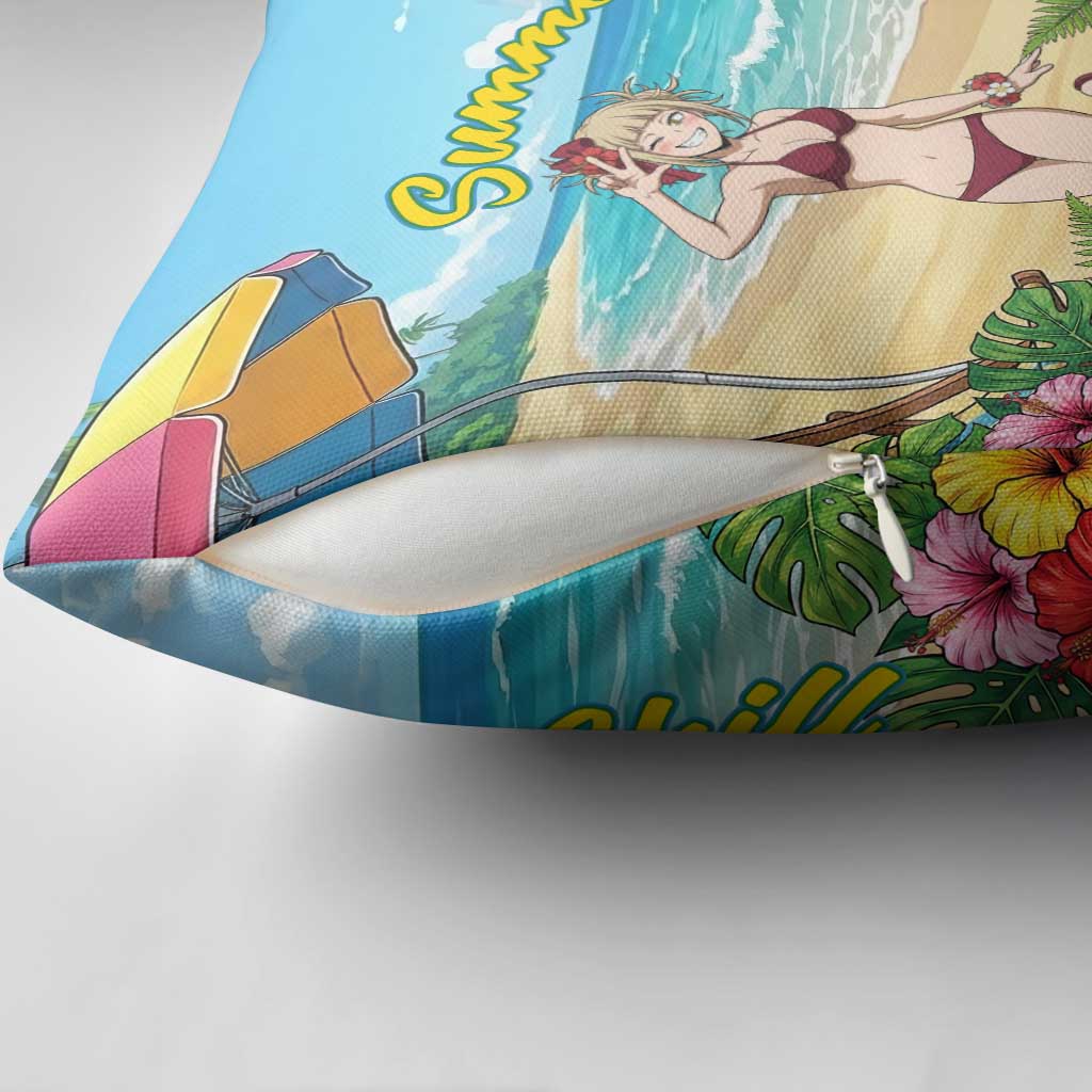 Himiko Toga Summer Chill Pillow Cover Tropical Anime Paradise Art