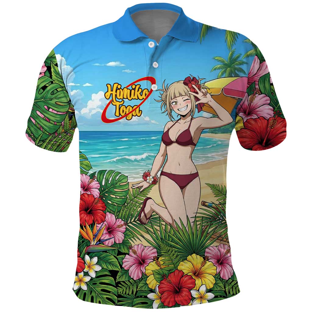 Himiko Toga Summer Chill Polo Shirt Tropical Anime Paradise Art