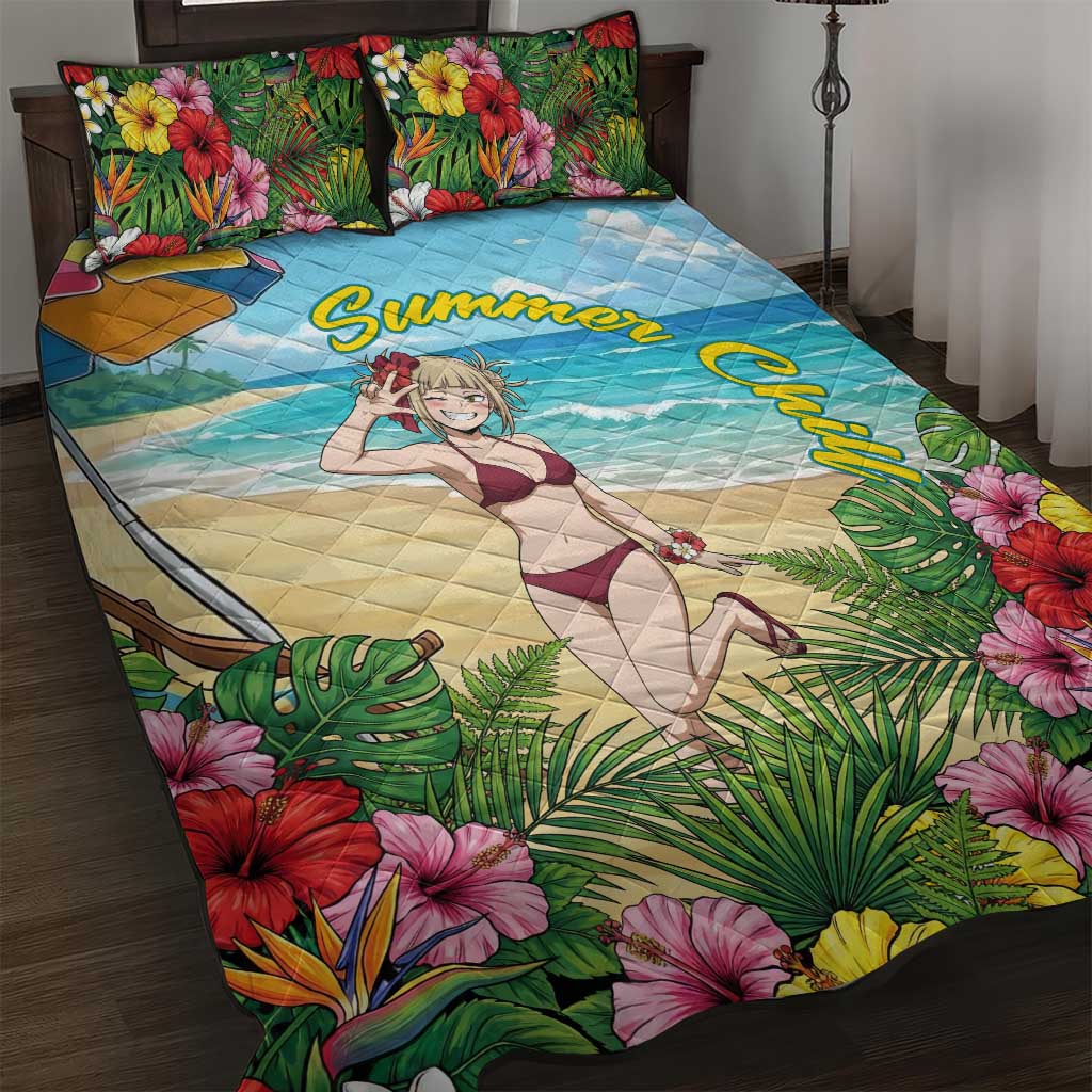 Himiko Toga Summer Chill Quilt Bed Set Tropical Anime Paradise Art