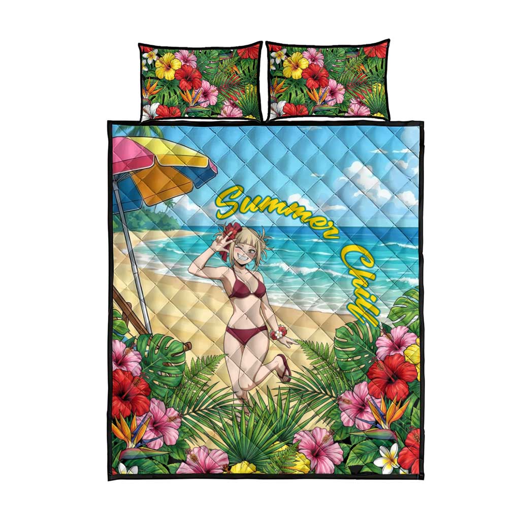 Himiko Toga Summer Chill Quilt Bed Set Tropical Anime Paradise Art