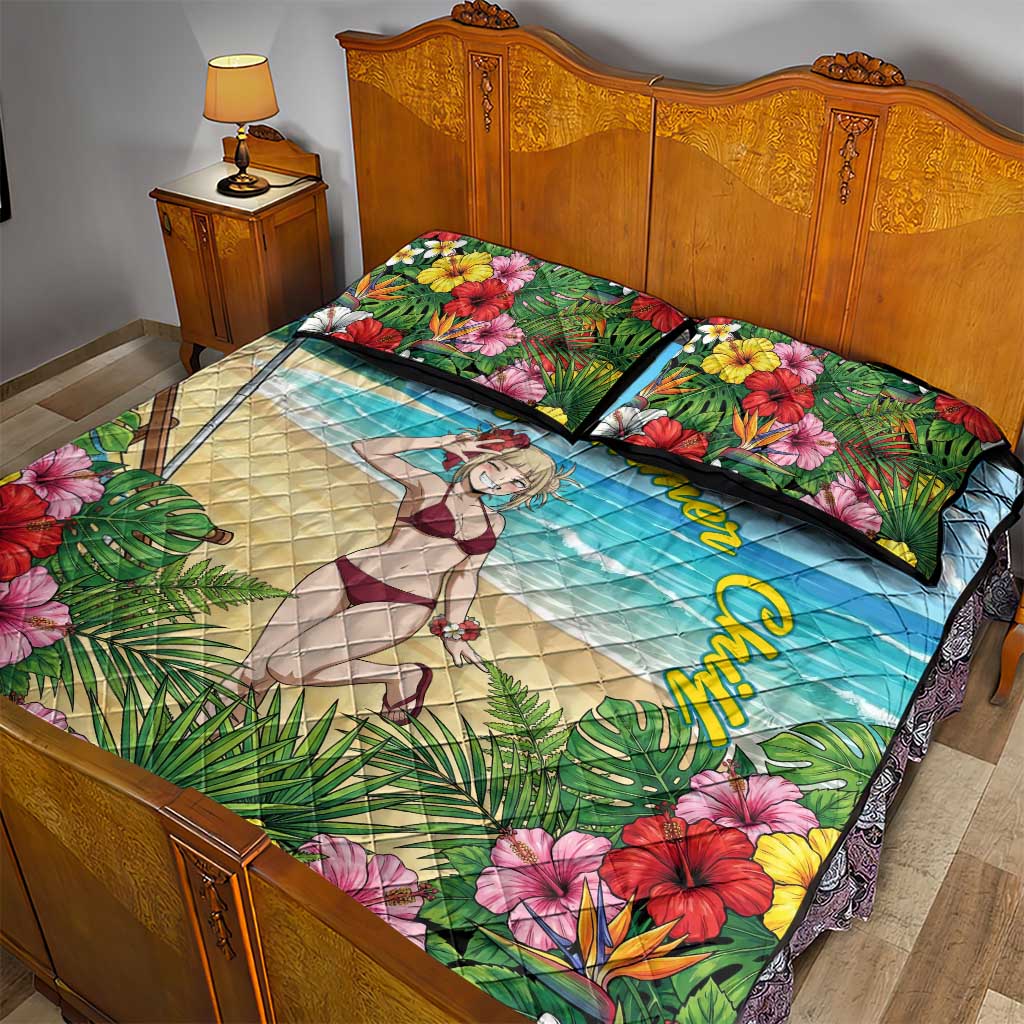 Himiko Toga Summer Chill Quilt Bed Set Tropical Anime Paradise Art