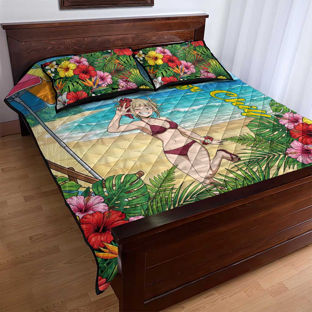 Himiko Toga Summer Chill Quilt Bed Set Tropical Anime Paradise Art