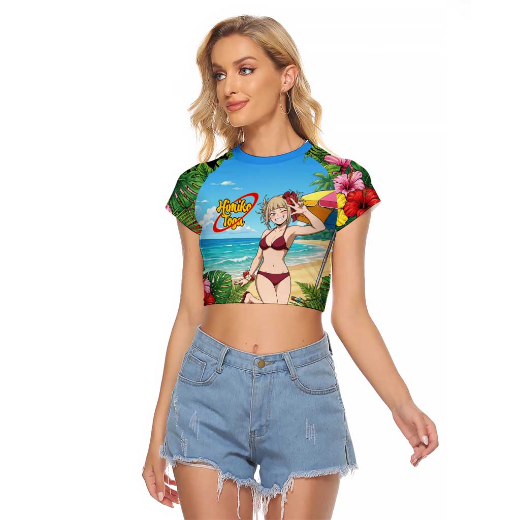 Himiko Toga Summer Chill Raglan Cropped T Shirt Tropical Anime Paradise Art