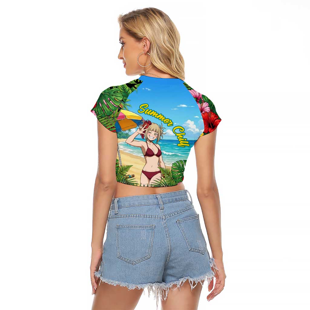 Himiko Toga Summer Chill Raglan Cropped T Shirt Tropical Anime Paradise Art