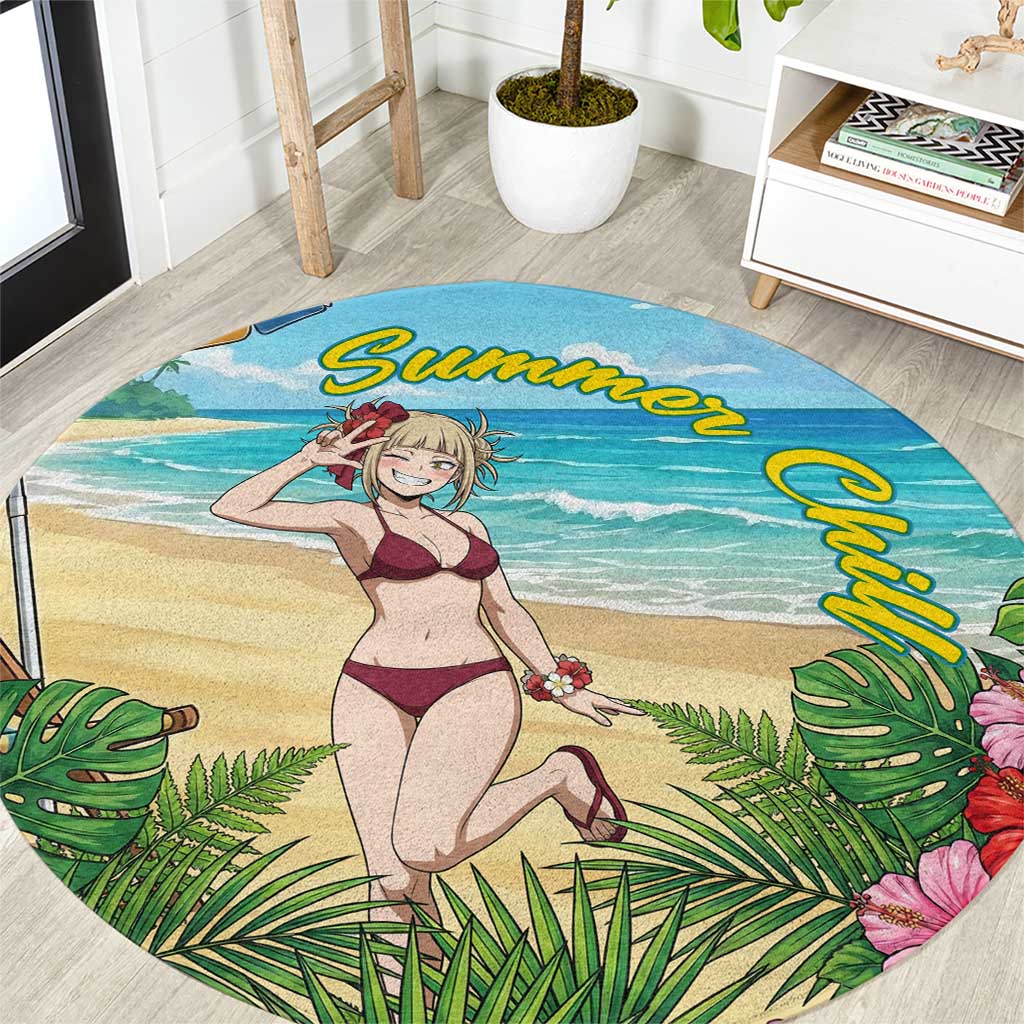 Himiko Toga Summer Chill Round Carpet Tropical Anime Paradise Art
