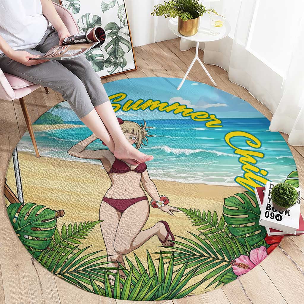 Himiko Toga Summer Chill Round Carpet Tropical Anime Paradise Art